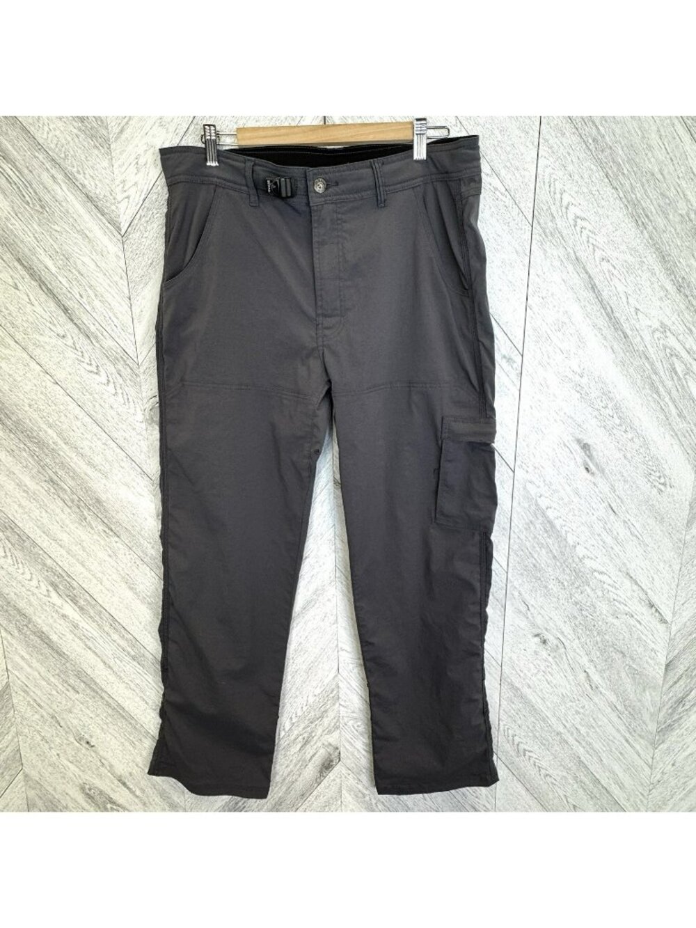 PrAna Zion Cargo Stretch Outdoor Hiking Pants Gray Mens Size Large 36x32
